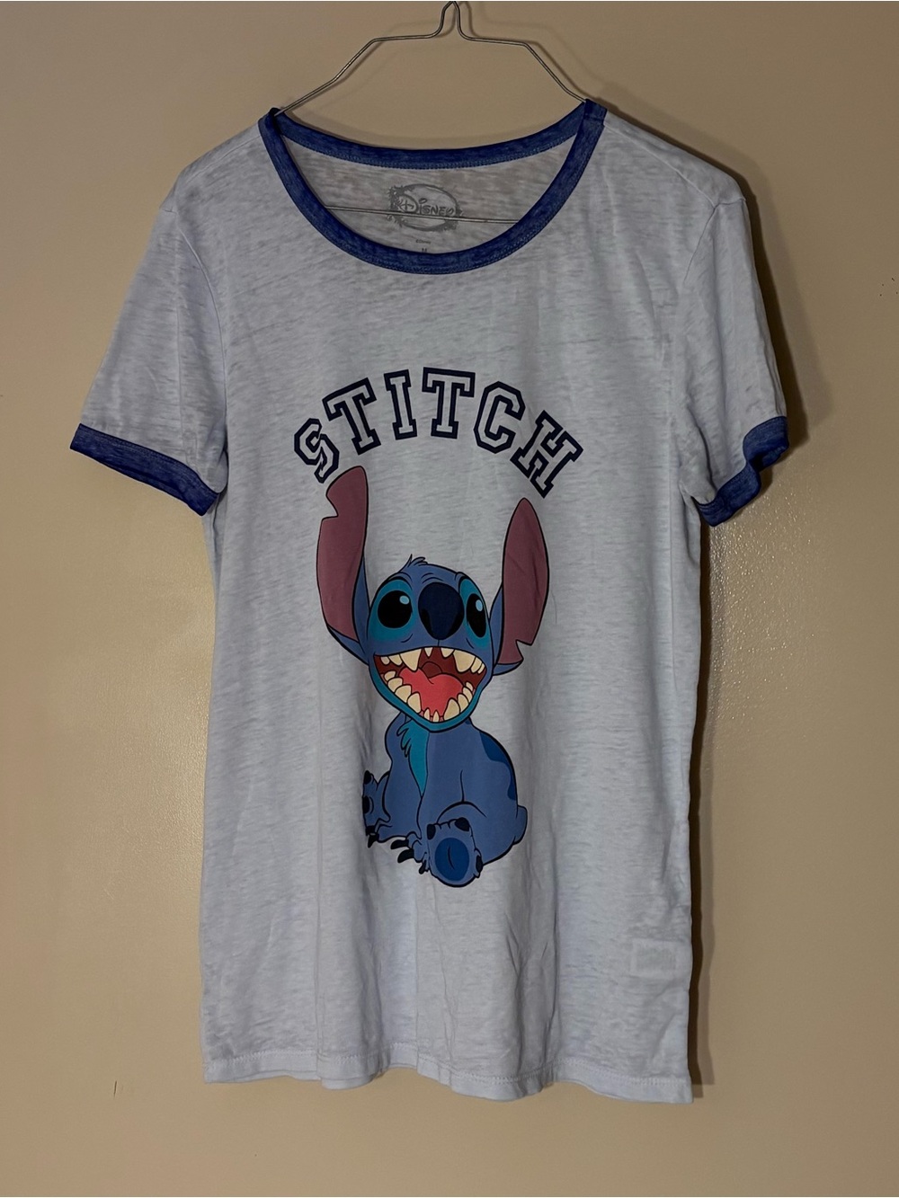 Disney Stitch Ringer Tee in White and Blue